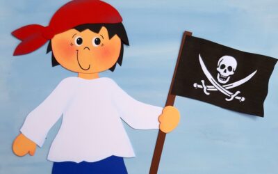 Pirat mit Flagge als Fensterbild