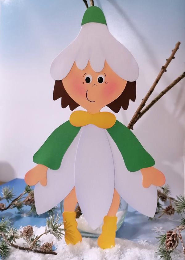 Schneeglöckchen-Kind aus Bastelpapier