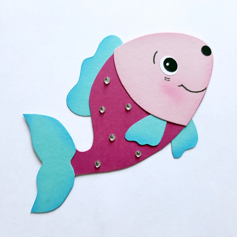 Fisch aus Bastelpapier in rosa-pink-mint