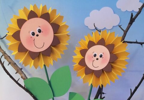 Sonnenblumen fürs Kinderzimmer selber basteln Mit Anleitung