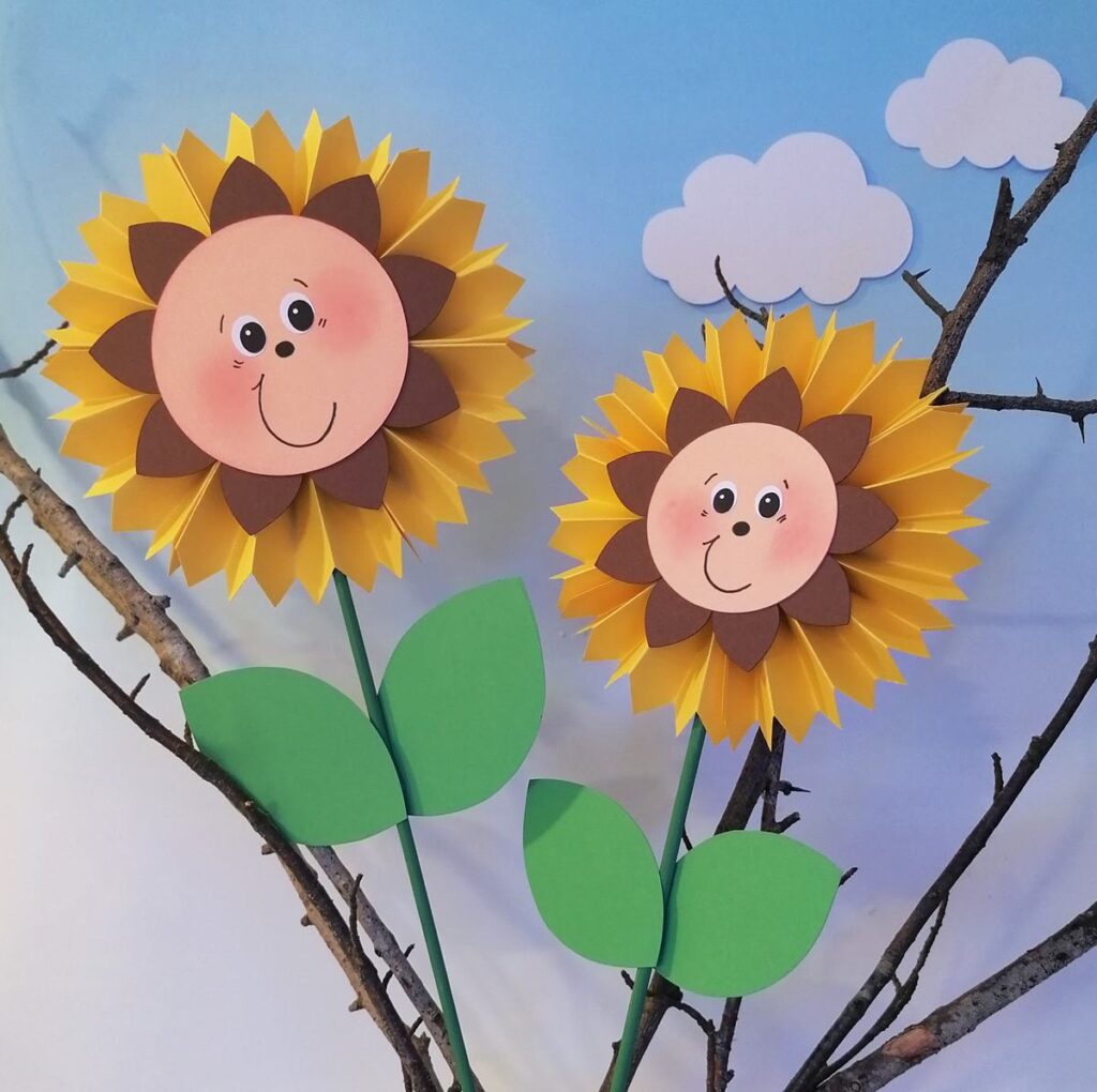 Sonnenblumen aus Bastelpapier