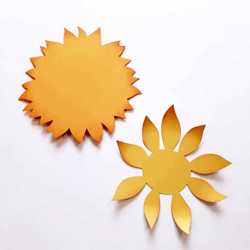 Blütenblätter einer Sonnenblume aus Bastelpapier