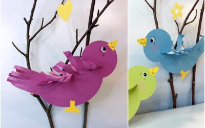 Vögel aus Tonpapier mit Kindern basteln