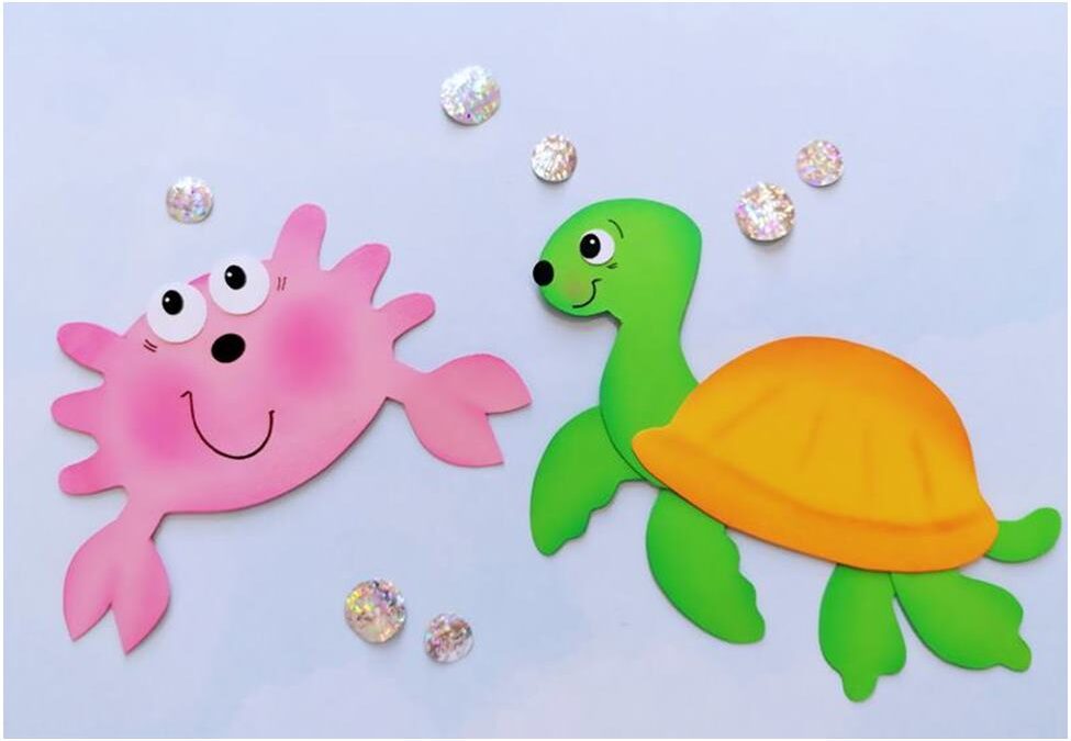 krebs und Schildkröte aus Bastelpapier