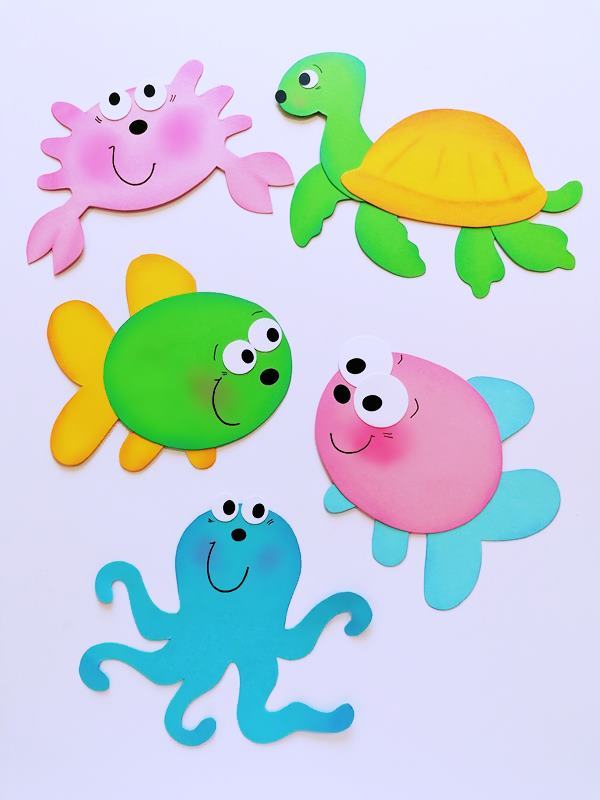 Wassertiere in Pastellfarben