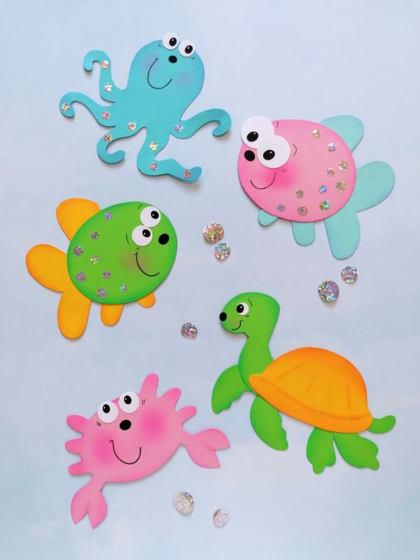 Wassertiere in Pastellfarben