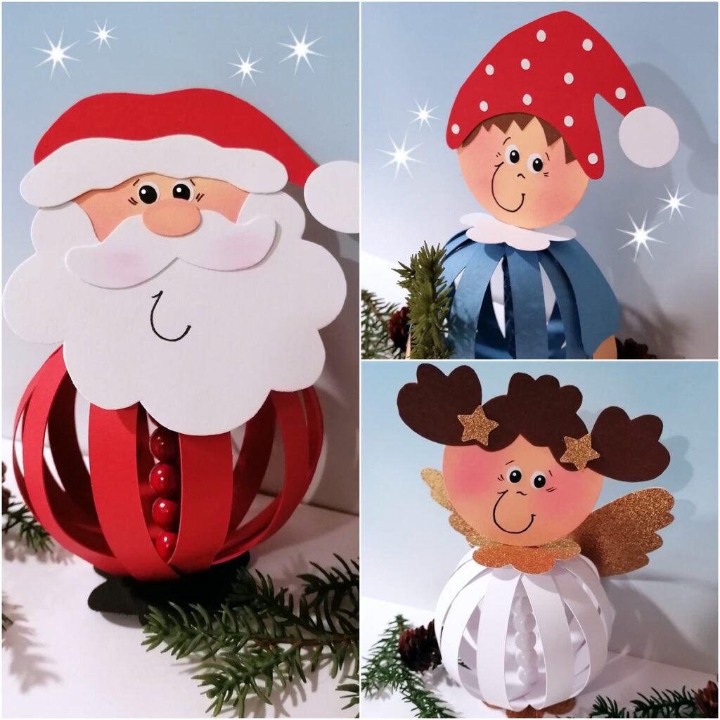 Weihnachtsfiguren aus Papierstreifen