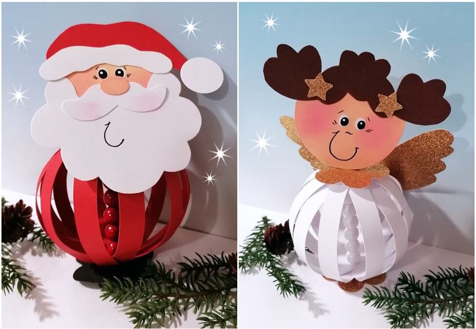 Weihnachtsfiguren aus Papierstreifen