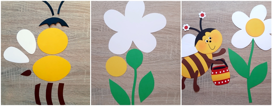 Zum Weltbienentag eine Biene mit einer Blume aus Papier