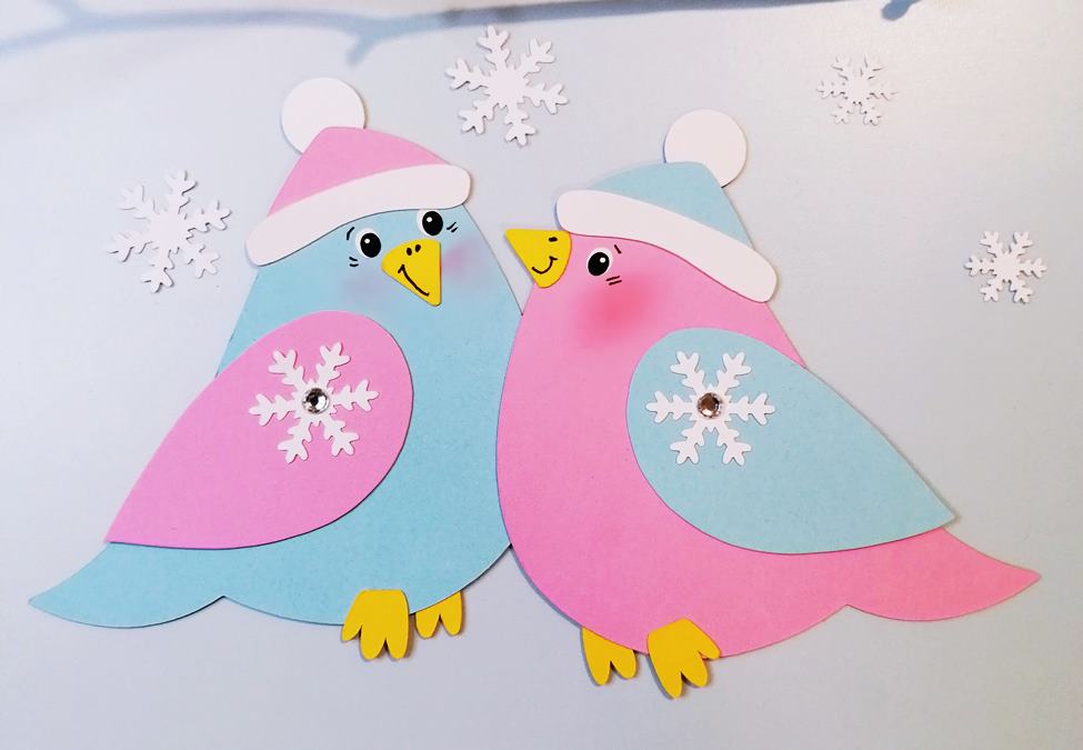 Wintervögel aus Papier