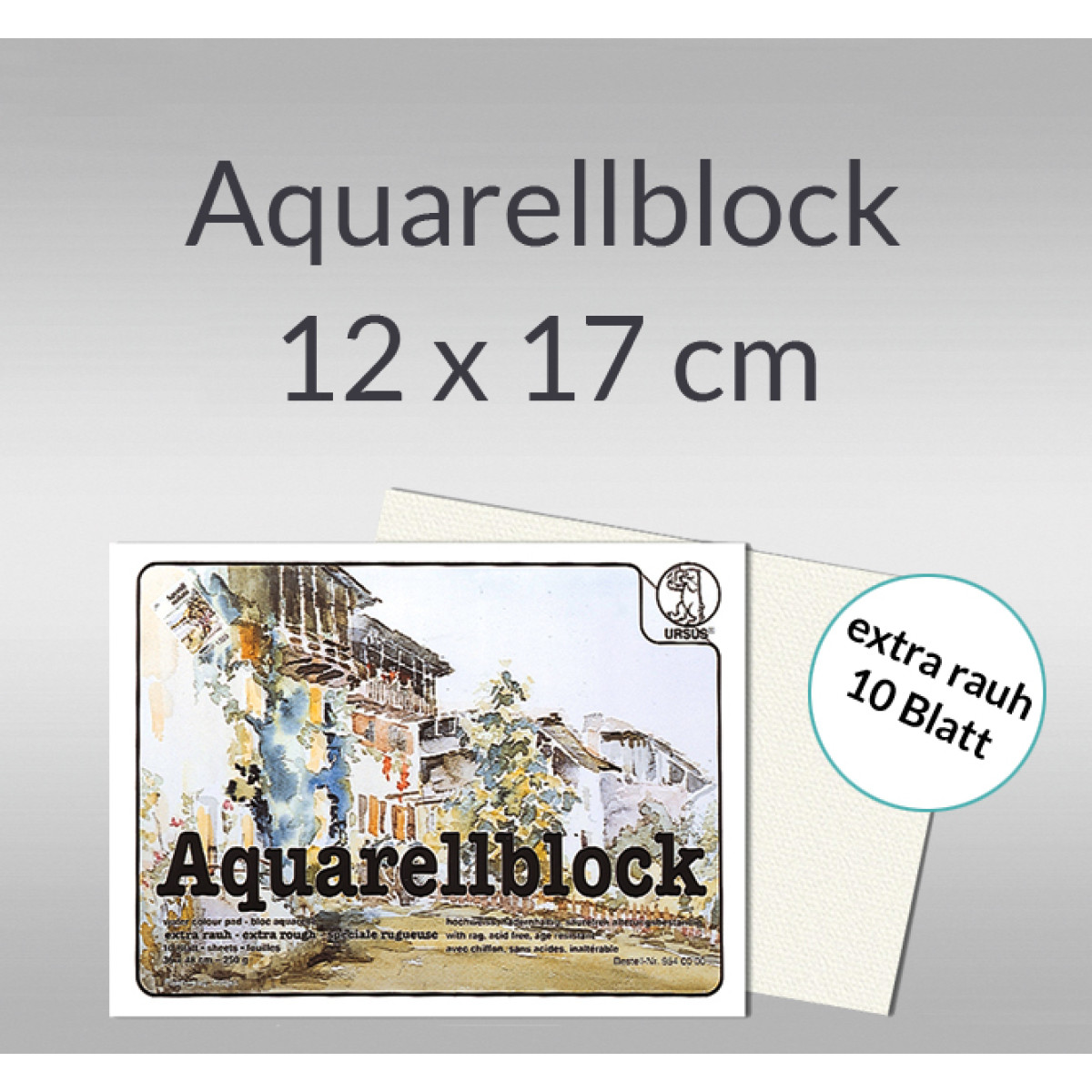Aquarellblock extra rauh 250 g/qm 12 x 17 cm