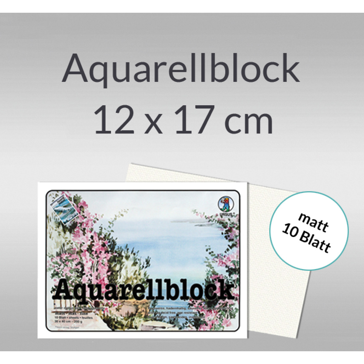 Aquarellblock matt 200 g/qm 12 x 17 cm