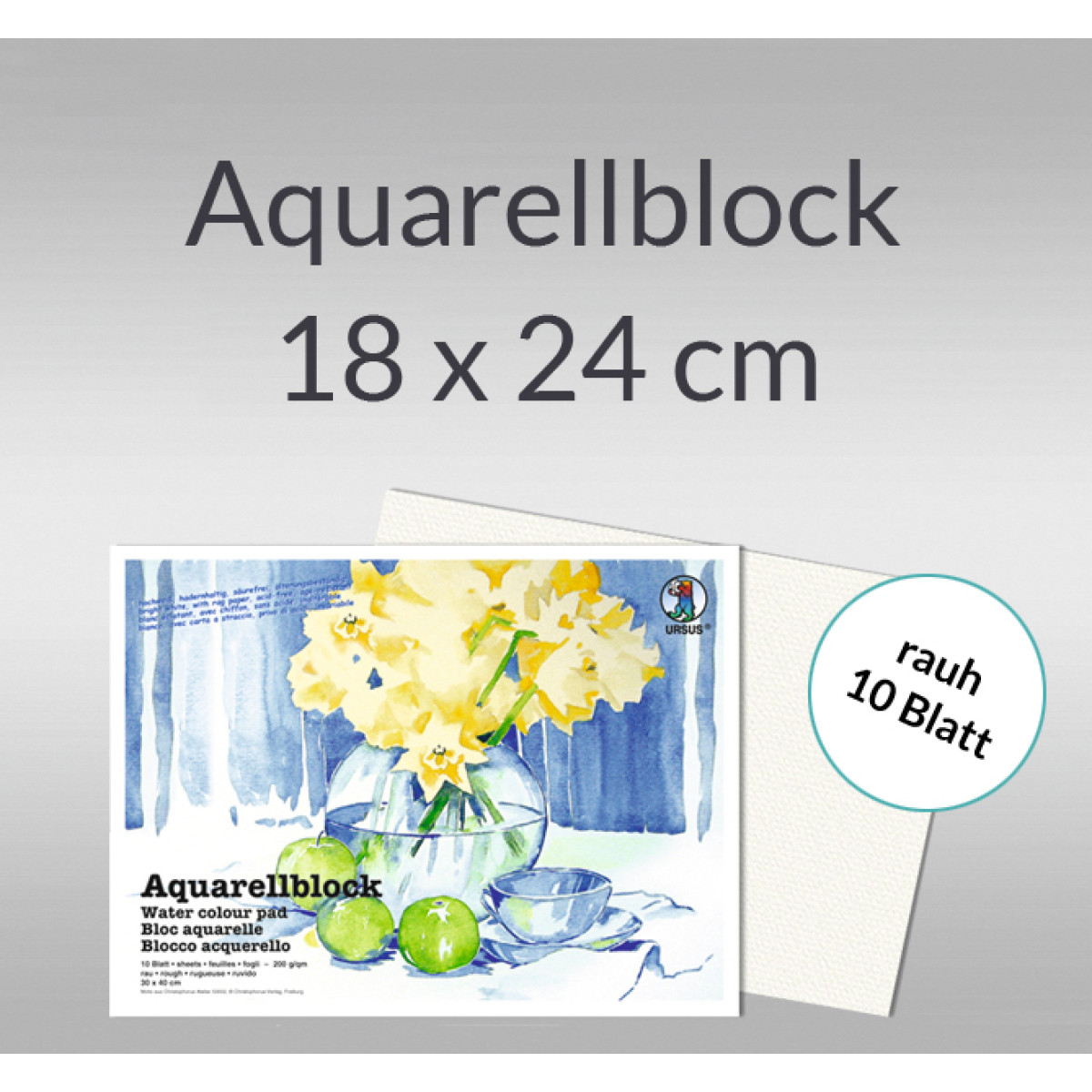 Aquarellblock rauh 200 g/qm 18 x 24 cm