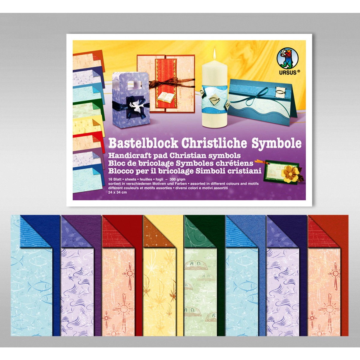 Bastelblock "Christliche Symbole" 24 x 34 cm - 16 Blatt