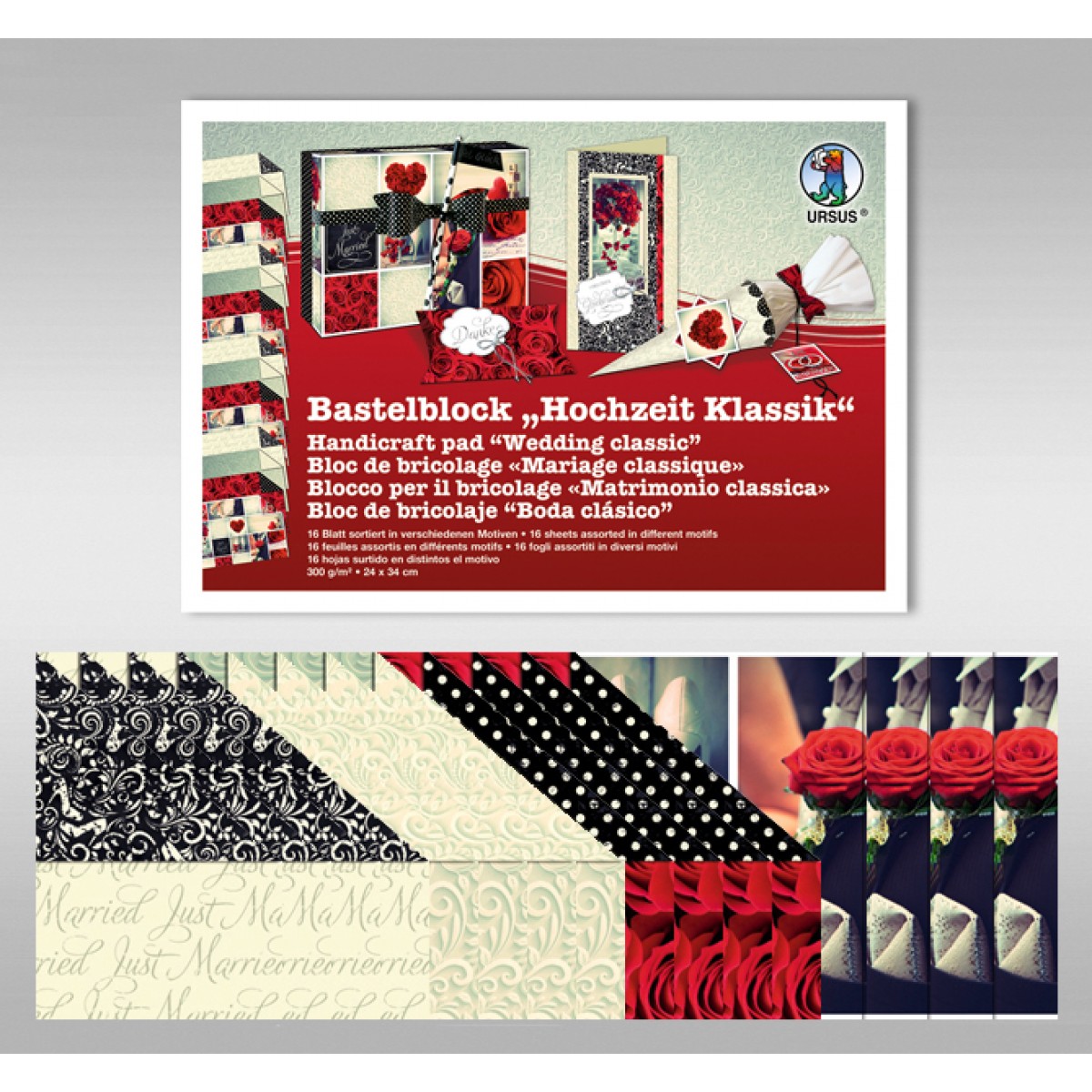 Bastelblock "Hochzeit Klassik" 24 x 34 cm - 16 Blatt