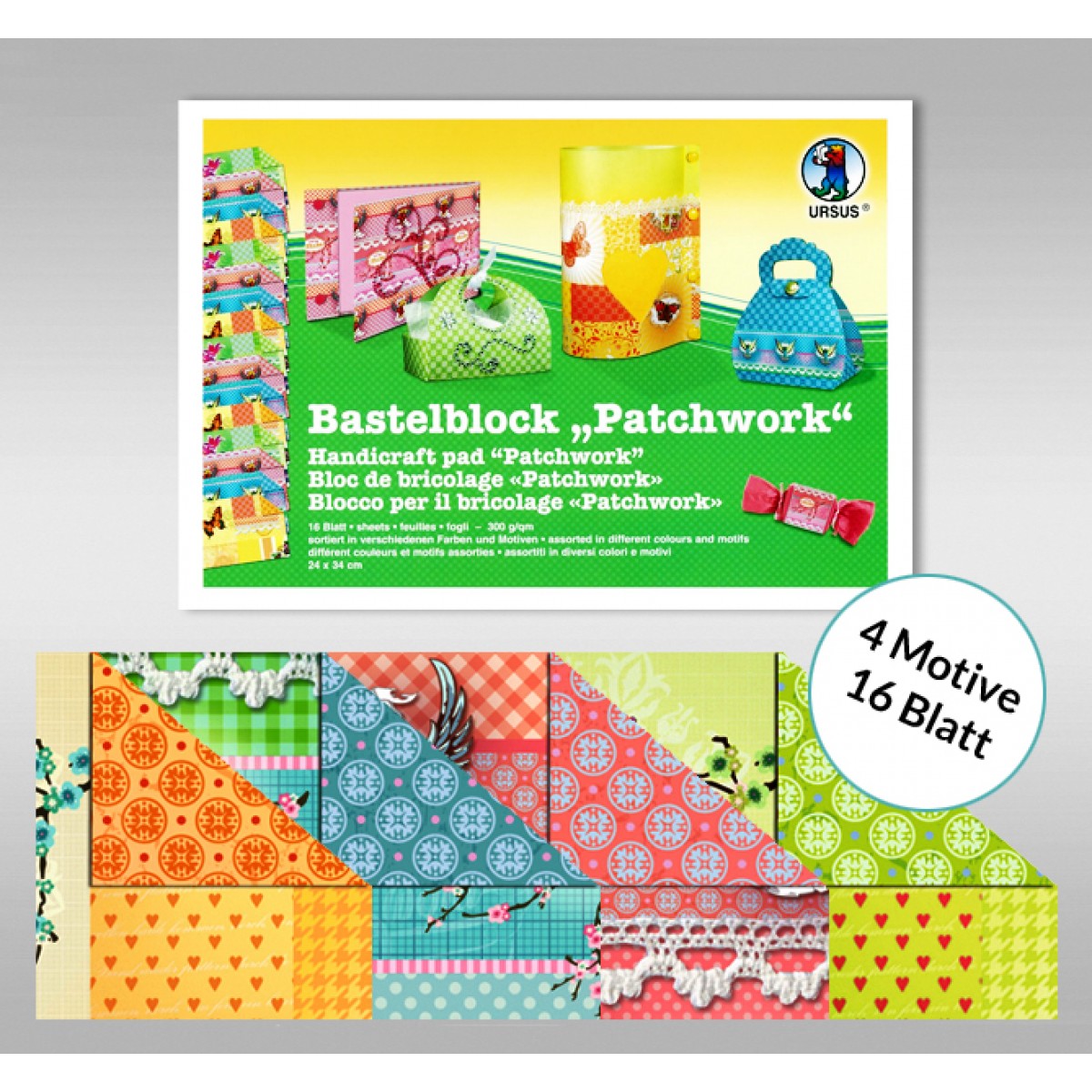 Bastelblock "Patchwork" 24 x 34 cm - 16 Blatt