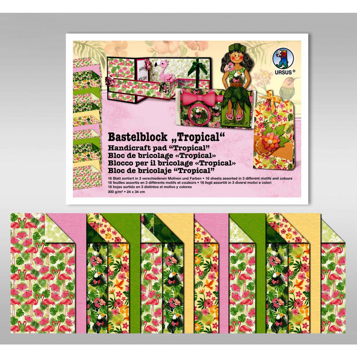 Bastelblock "Tropical" 24 x 34 cm - 16 Blatt