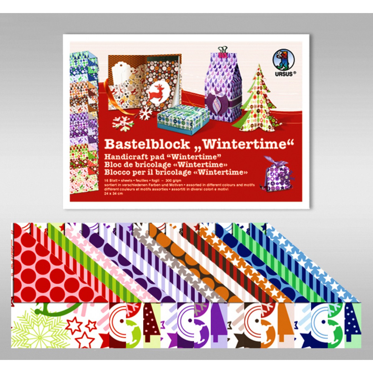 Bastelblock "Wintertime" 24 x 34 cm - 16 Blatt sortiert