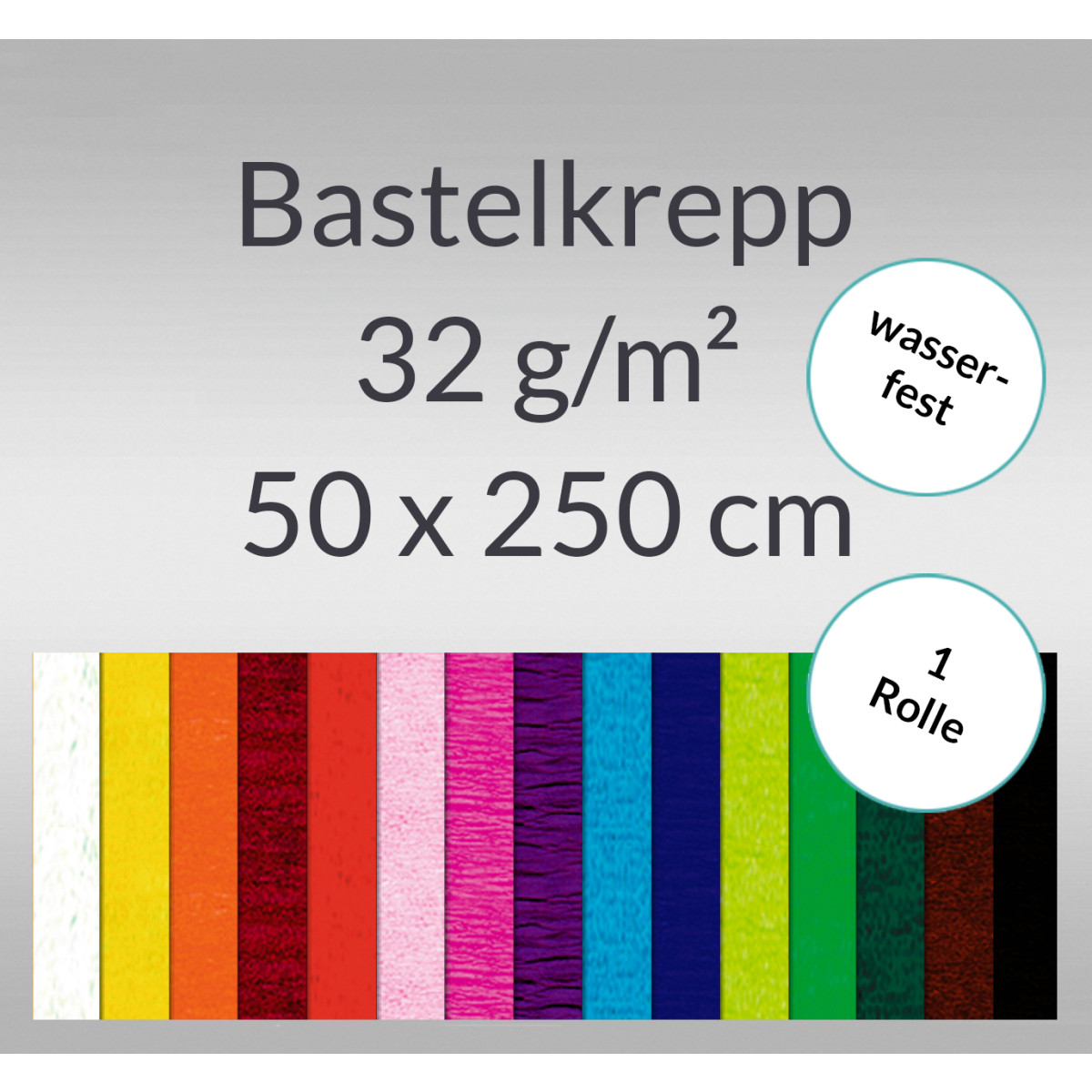 Bastelkrepp "wasserfest" 32 g/qm 50 cm x 2,5 m - 1 Rolle