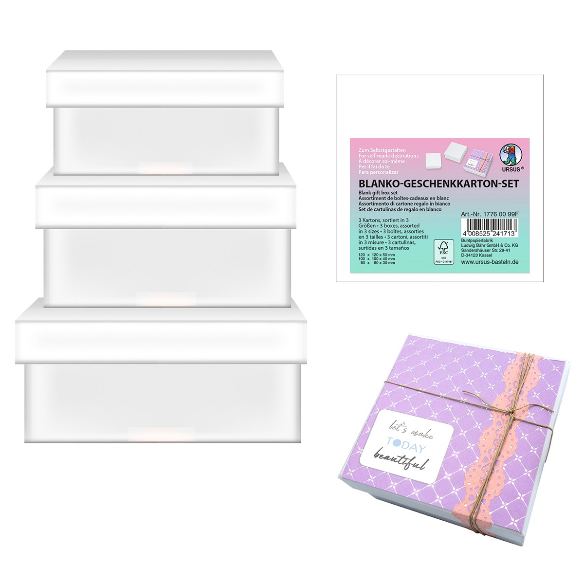 Blanko-Geschenkkarton-Set "mini" quadratisch
