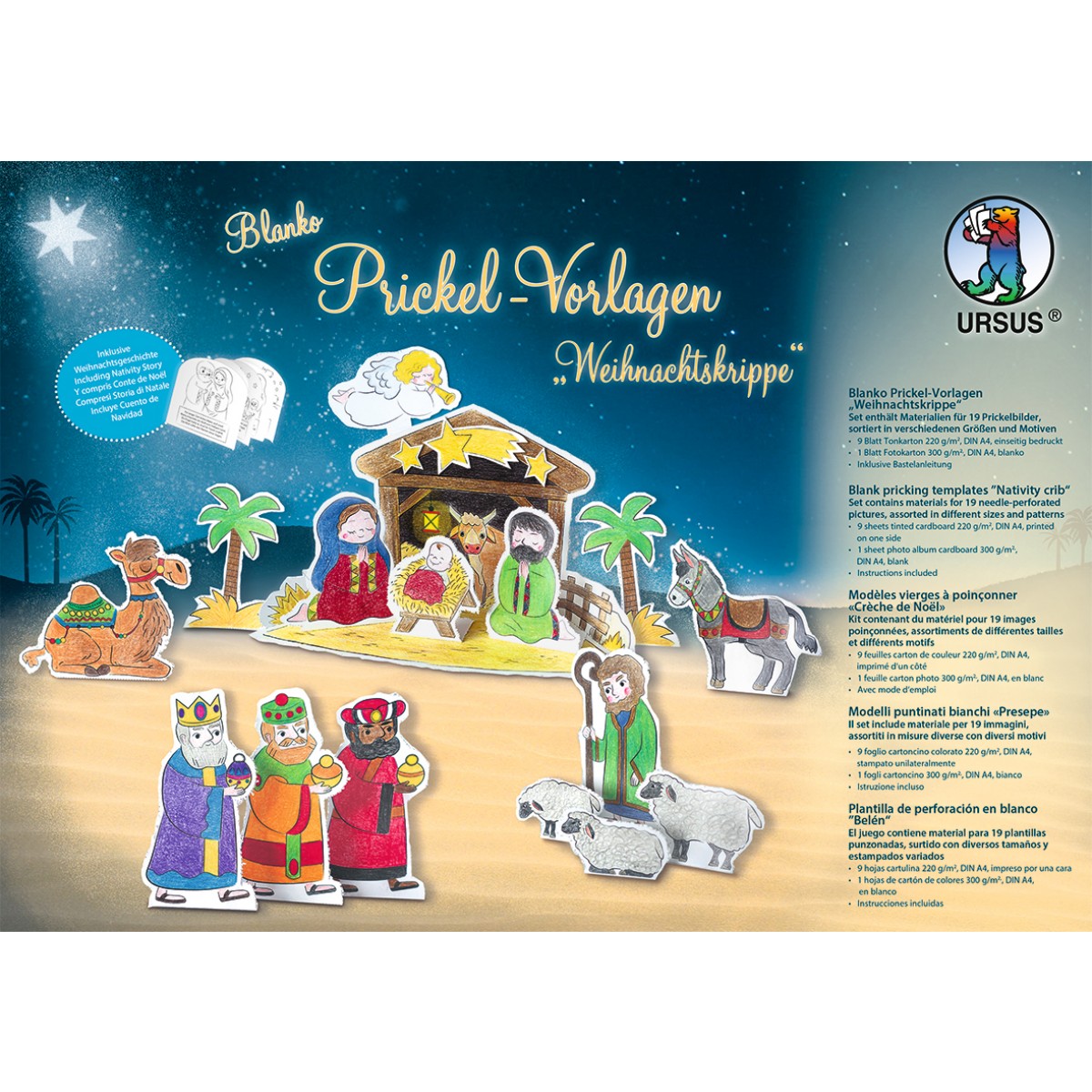 Blanko Prickelvorlagen Weihnachtskrippe