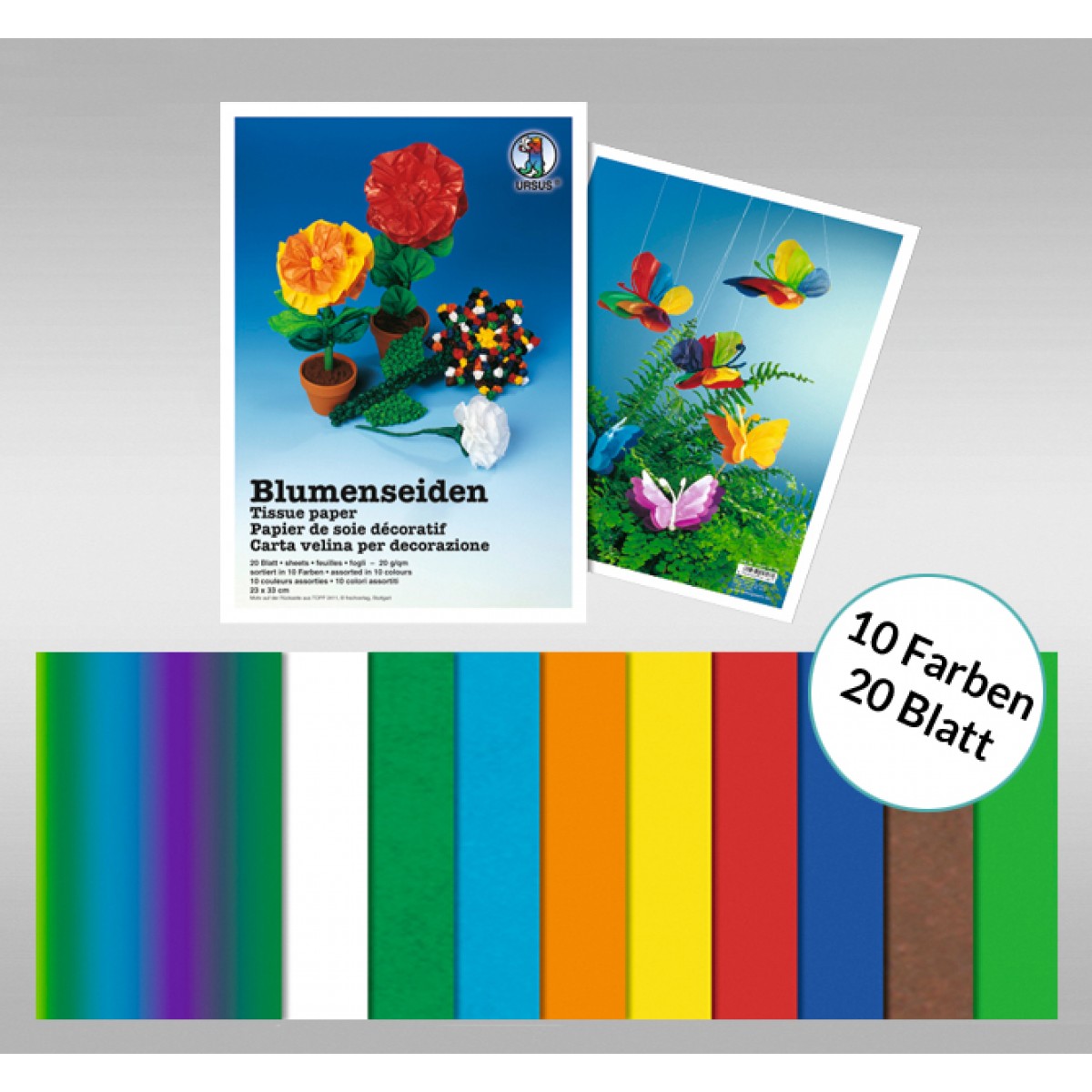 Blumenseide 20 g/qm 23 x 33 cm - 20 Blatt sortiert