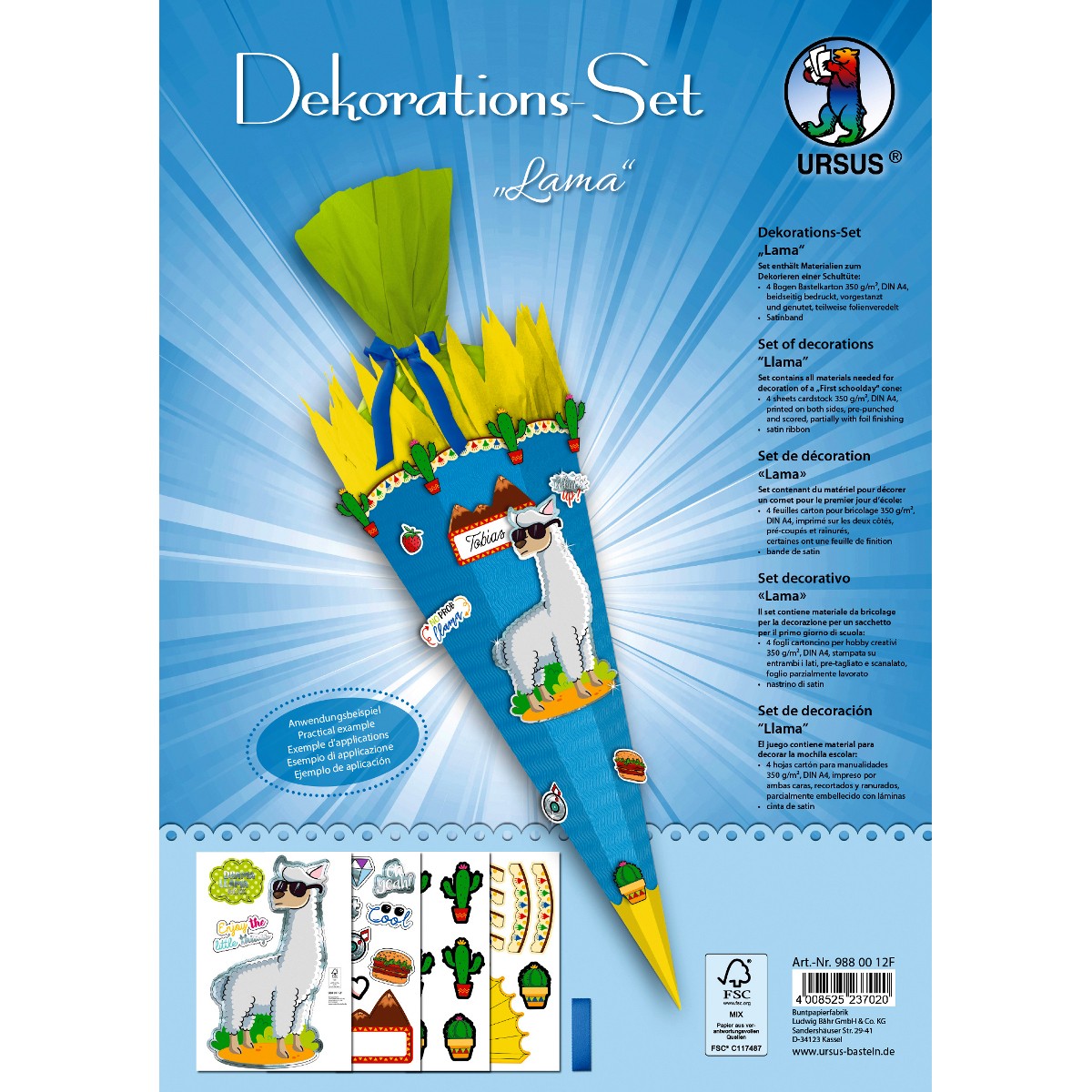 Deko-Set Schultüte Easy Line "Lama"