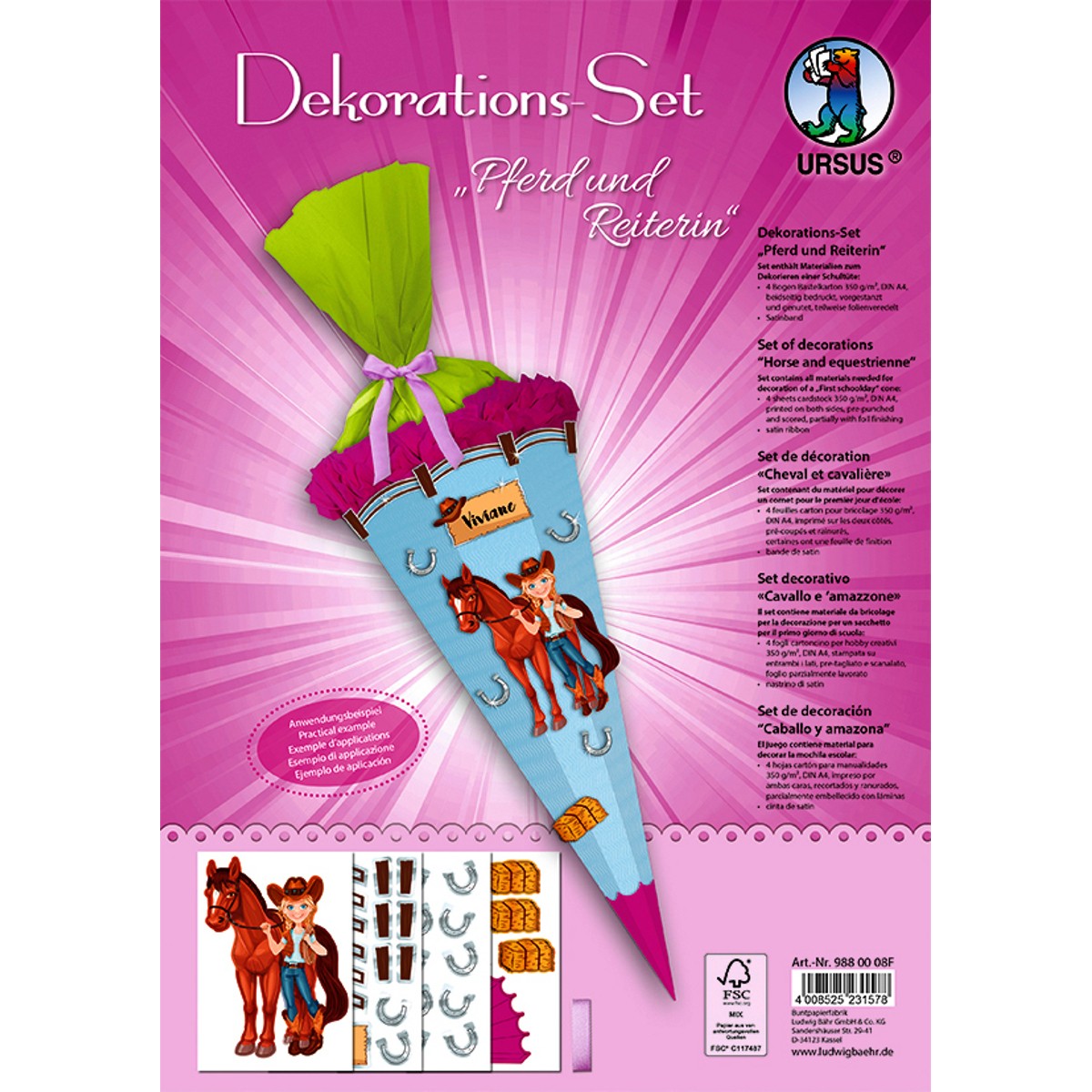Deko-Set Schultüte Easy Line "Pferd & Reiterin"