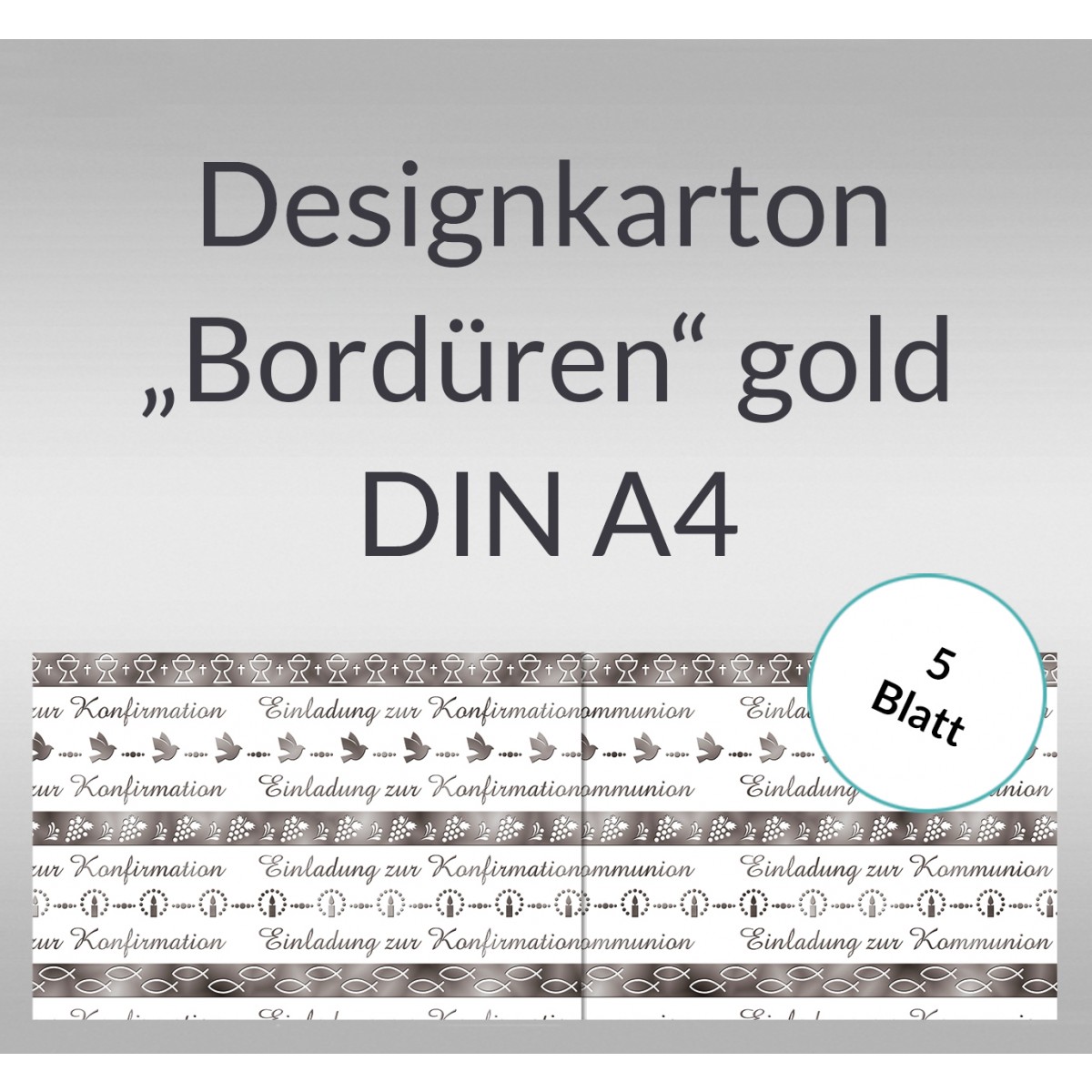 Designkarton "Bordüren" silber DIN A4 - 5 Blatt