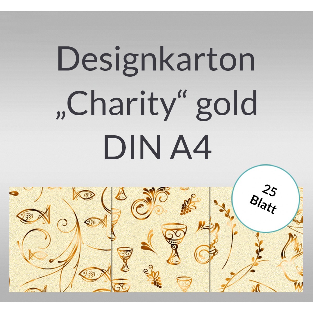 Designkarton "Charity" gold DIN A4 - 25 Blatt