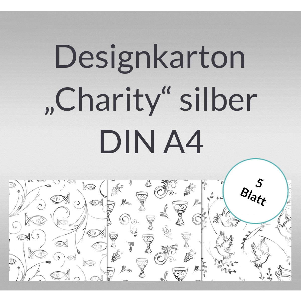 Designkarton "Charity" silber DIN A4 - 25 Blatt