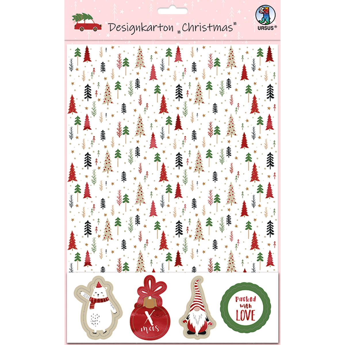 Designkarton "Christmas", DIN A4 - 5 Blatt