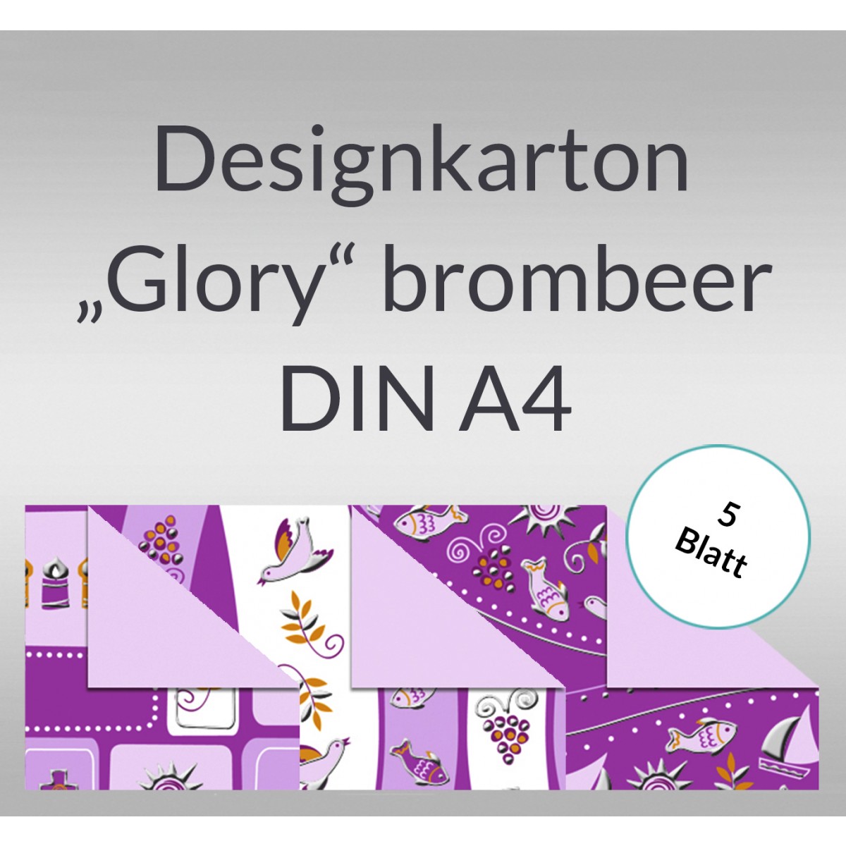 Designkarton "Glory" brombeer DIN A4 - 5 Blatt