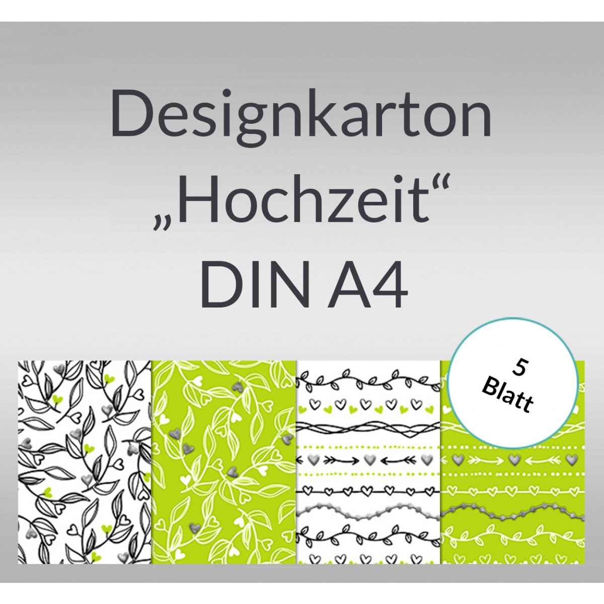 Designkarton "Hochzeit" DIN A4 - 5 Blatt