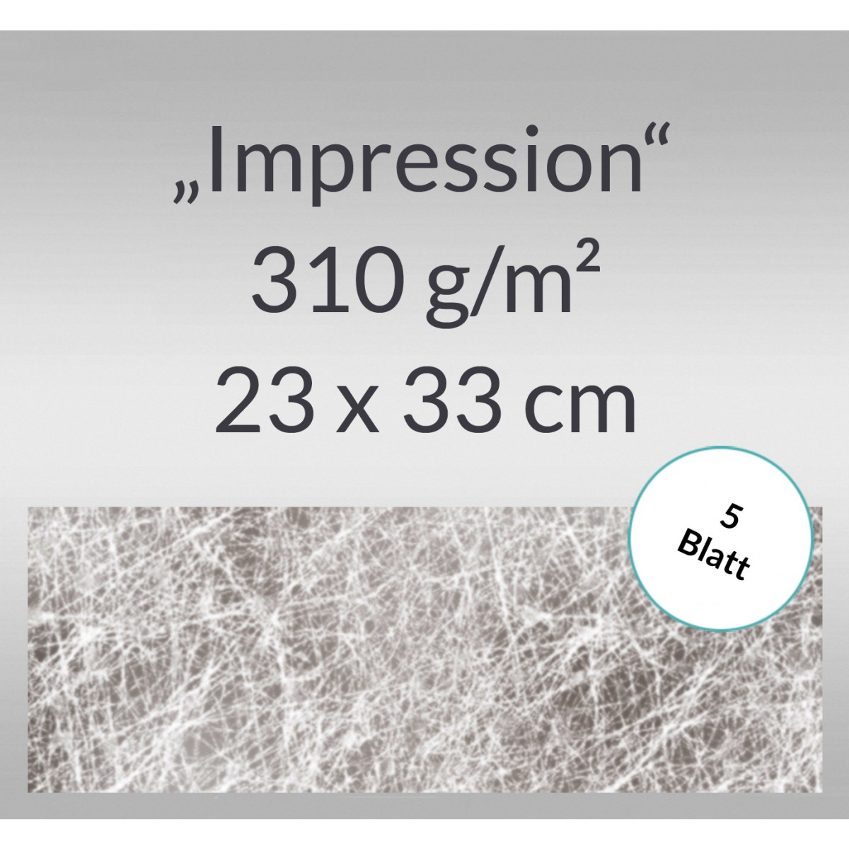Designkarton "Impression" 23 x 33 cm silber - 5 Blatt