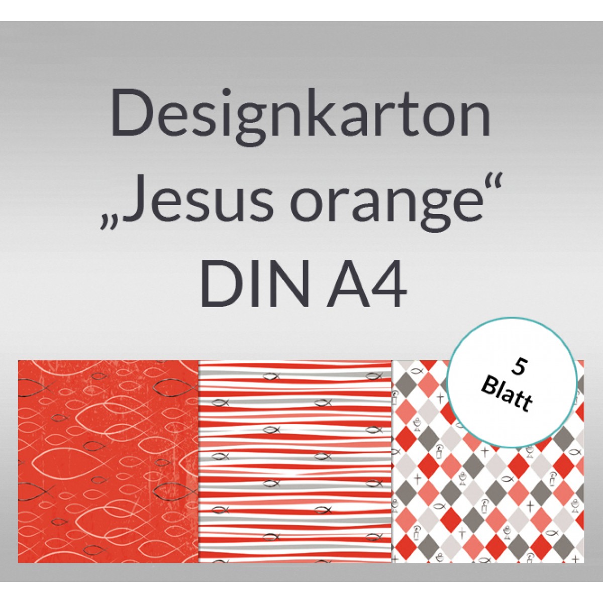 Designkarton "Jesus orange" DIN A4 - 5 Blatt