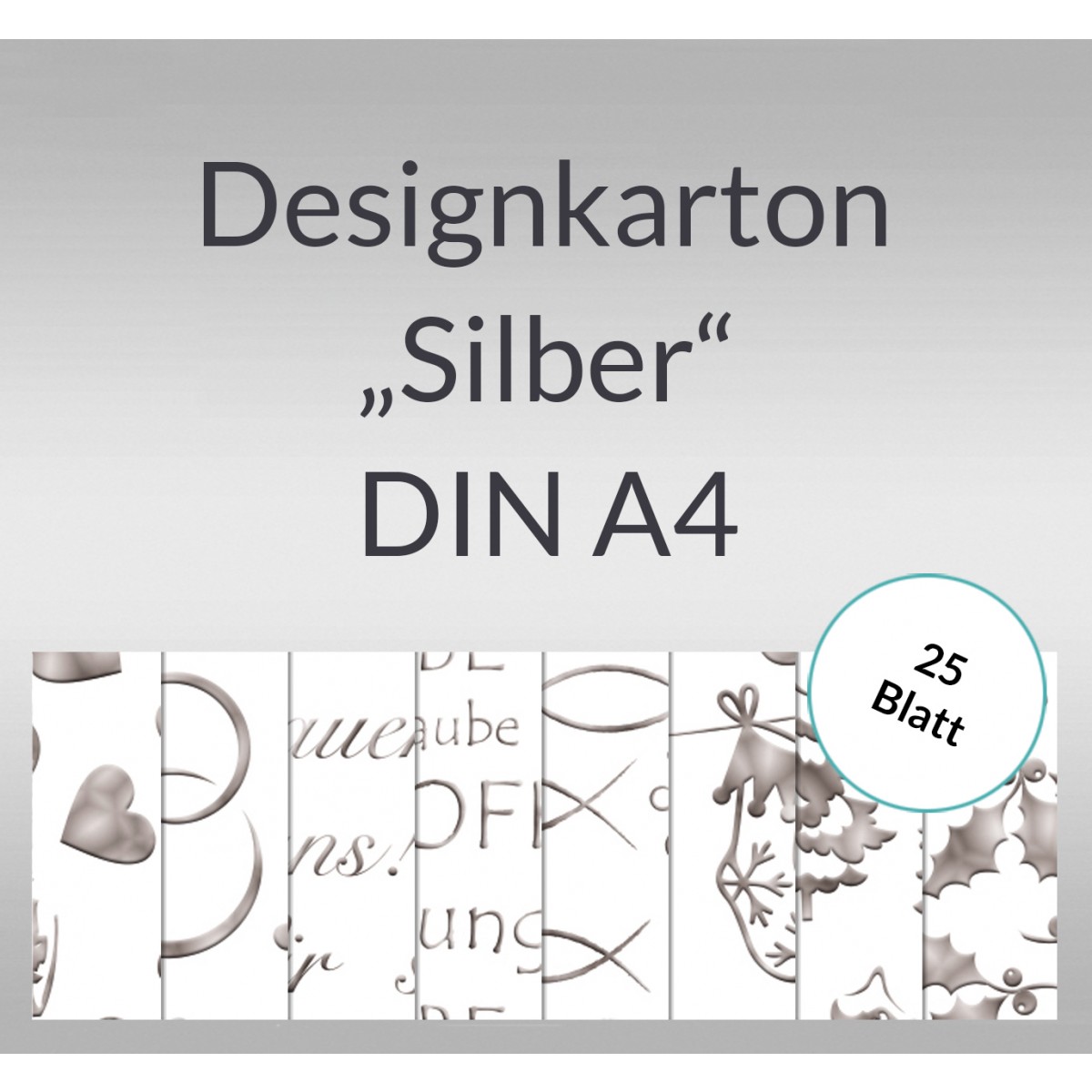 Designkarton "Silber" DIN A4 - 5 Blatt