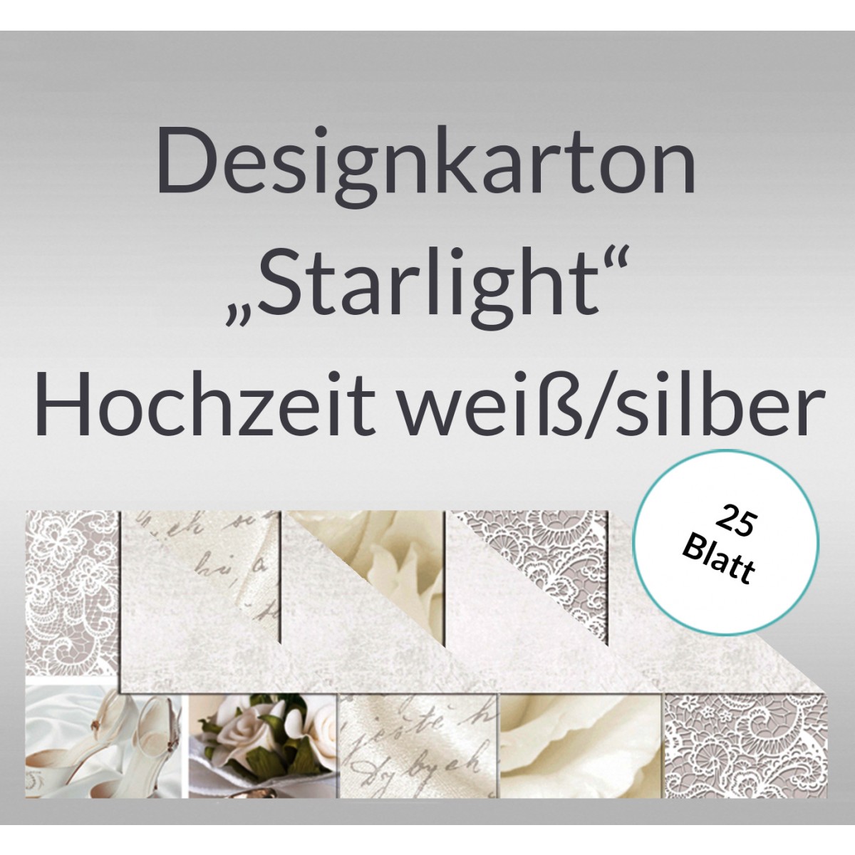 Designkarton "Starlight" Hochzeit weiß/silber DIN A4 - 25 Blatt