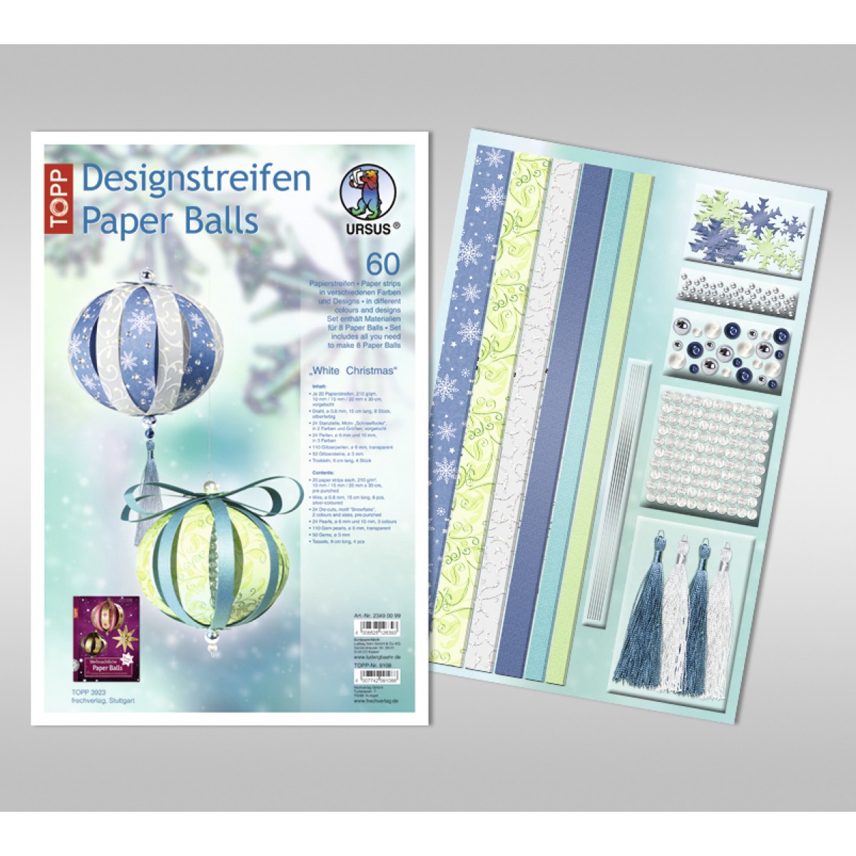 Designstreifen Paper Balls "White Christmas"