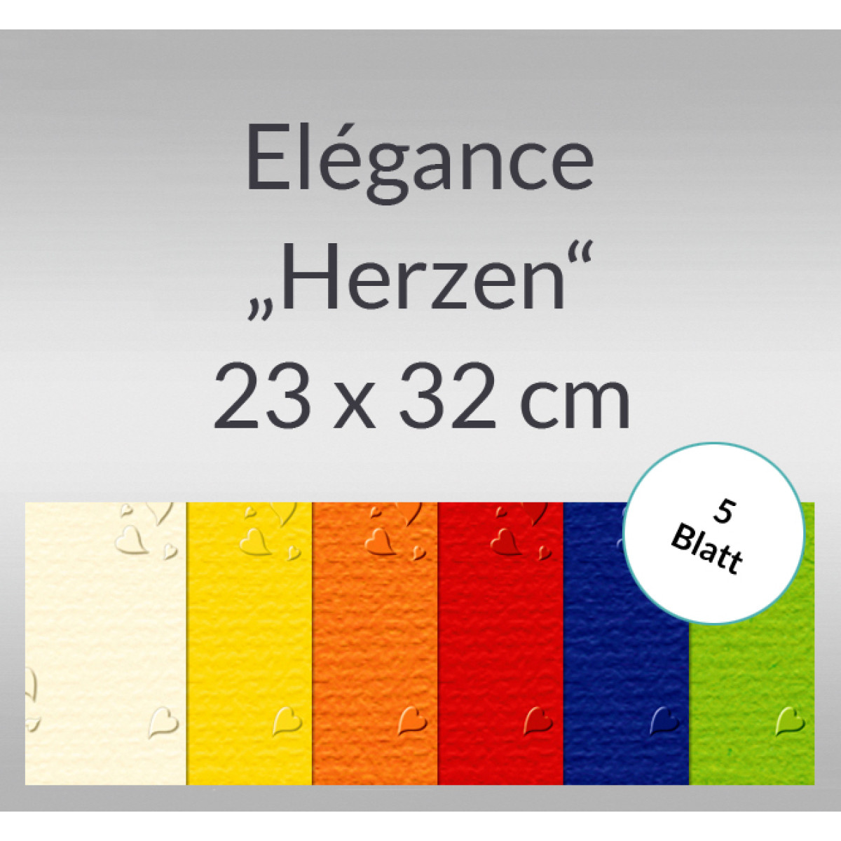 Elegance "Herzen" 220 g/qm 23 x 32 cm - 5 Blatt