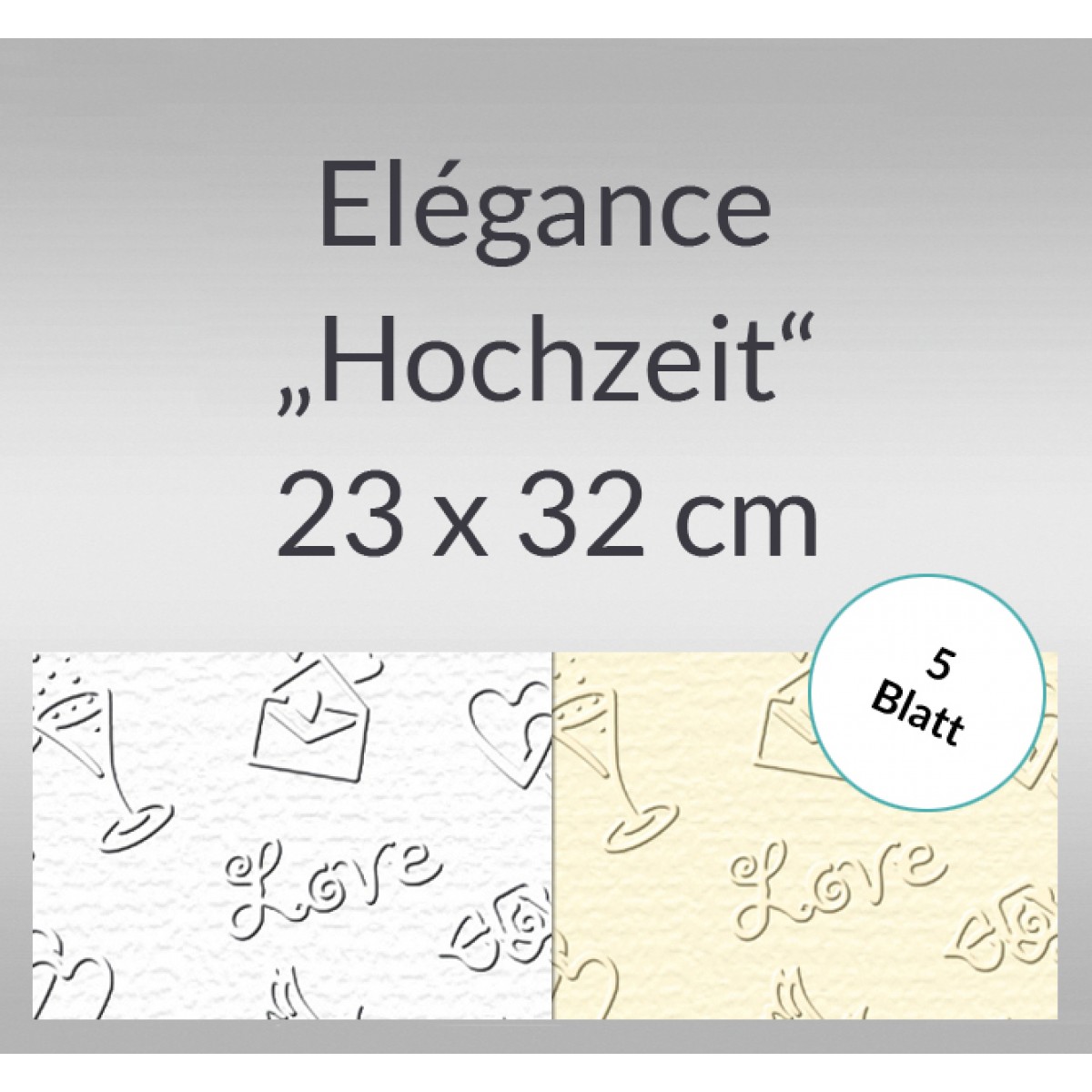Elegance "Hochzeit" 220 g/qm 23 x 32 cm - 5 Blatt