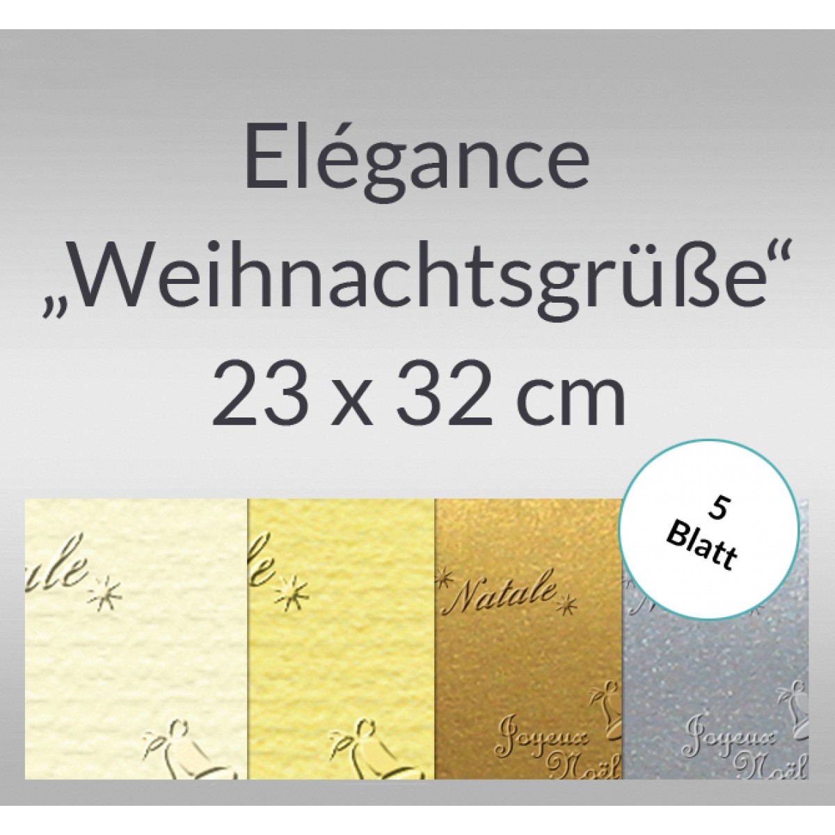 Elegance "Weihnachtsgrüße" 220 g/qm 23 x 32 cm - 5 Blatt