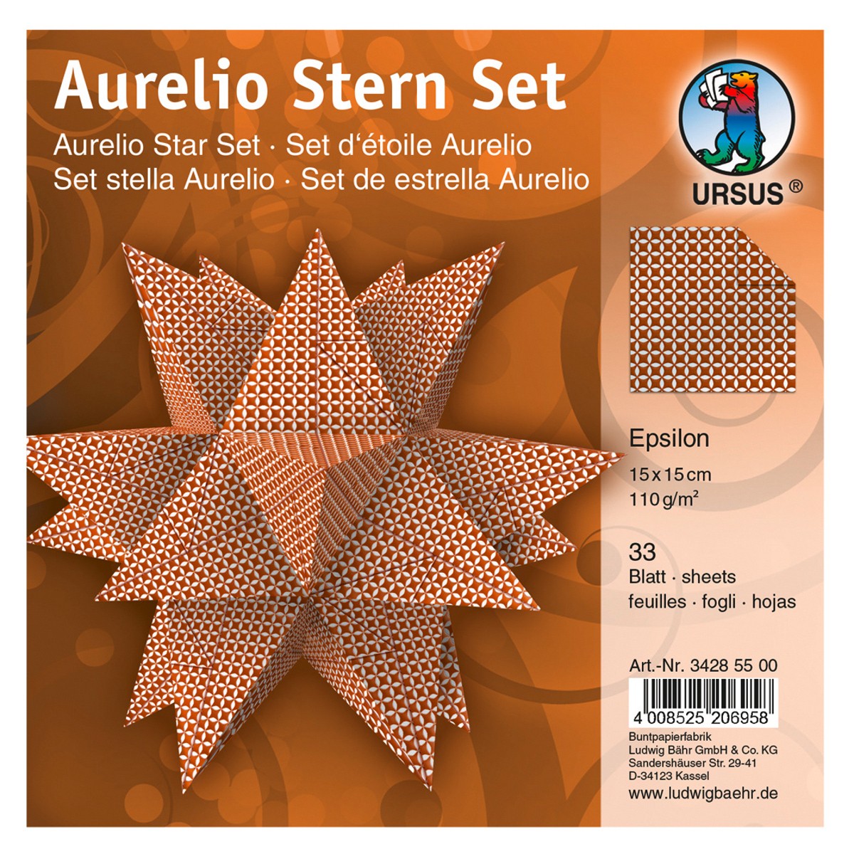 Faltblätter Aurelio-Stern "Epsilon" 15 x 15 cm