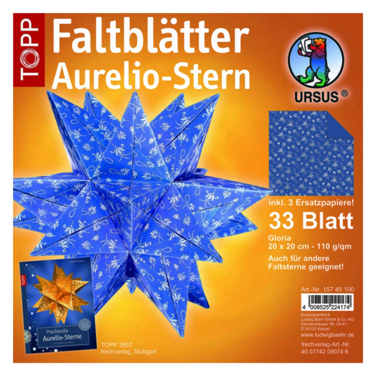 Faltblätter Aurelio-Stern "Gloria" 20 x 20 cm