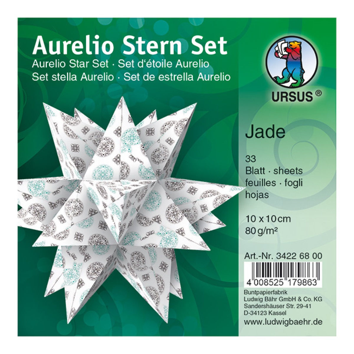 Faltblätter Aurelio-Stern "Jade" 10 x 10 cm