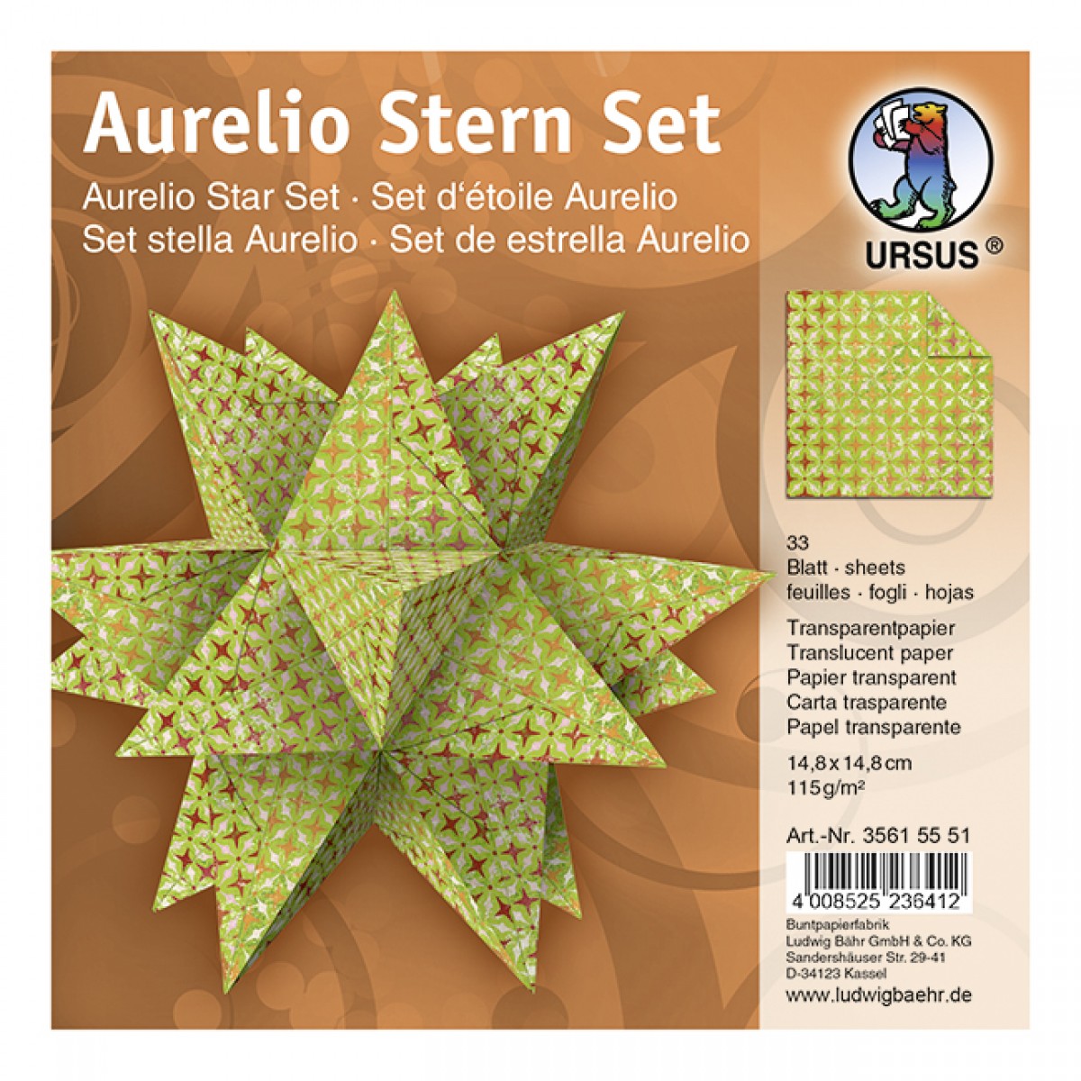 Ursus Aurelio Stern Bastelset - 33 Türkise Faltblätter Für 3D Weihnachtssterne