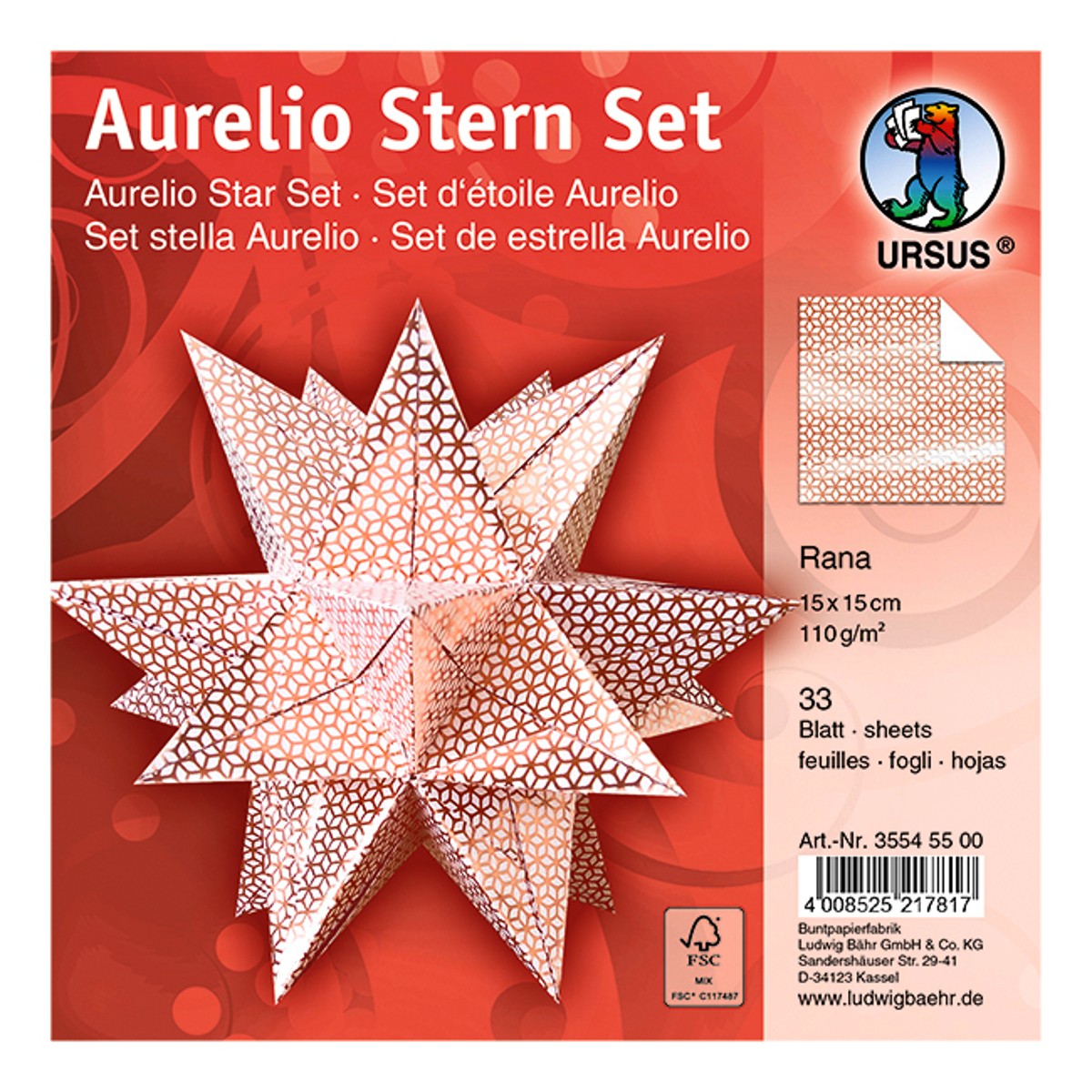 Faltblätter Aurelio-Stern "Rana" 15 x 15 cm - FSC
