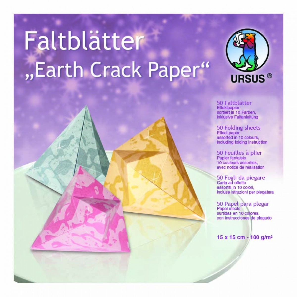 Faltblätter "Earth Crack Paper" 15 x 15 cm - 50 Blatt