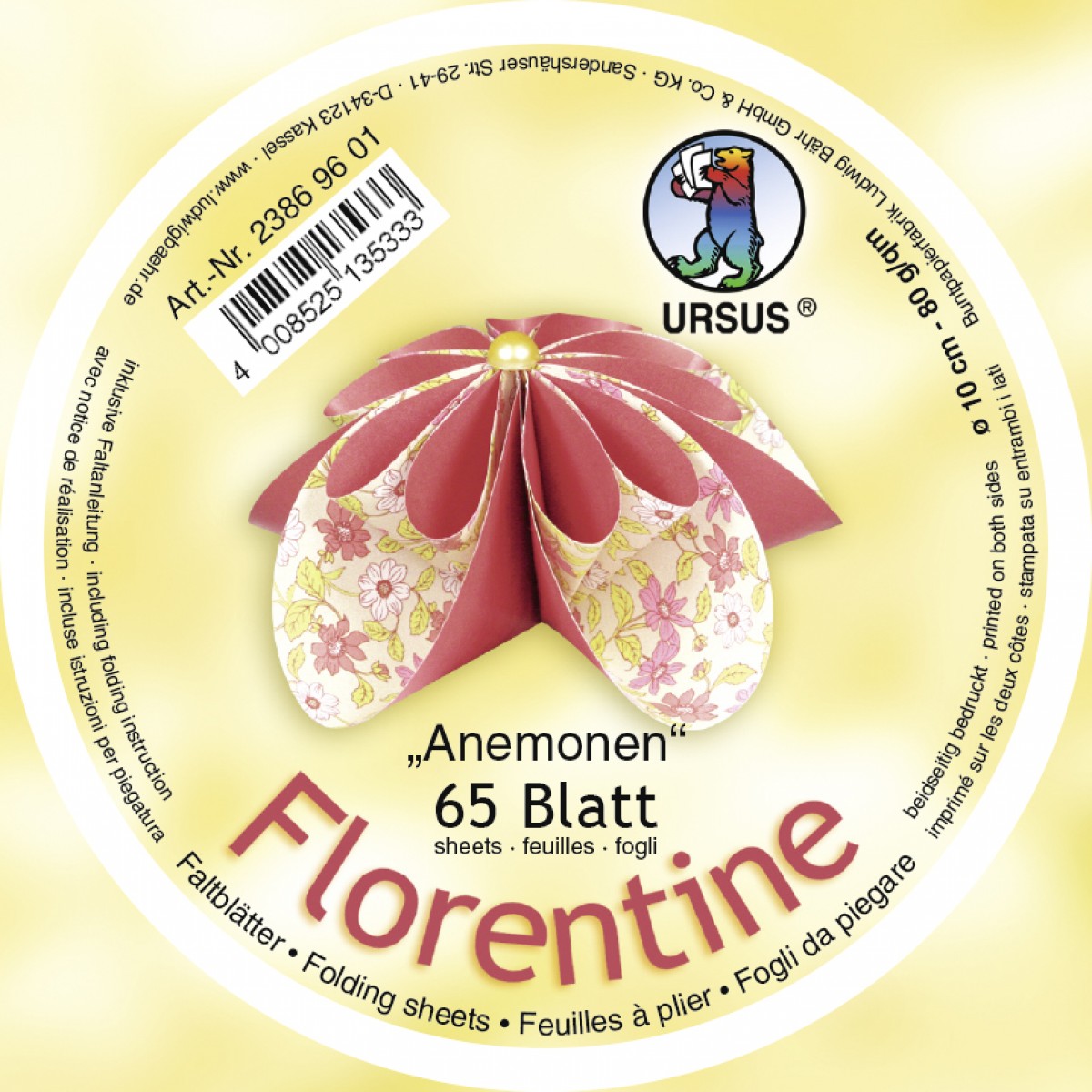 Faltblätter Florentine "Anemonen" ø 10 cm