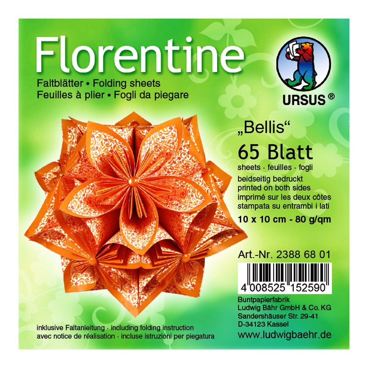 Faltblätter Florentine "Bellis" 10 x 10 cm